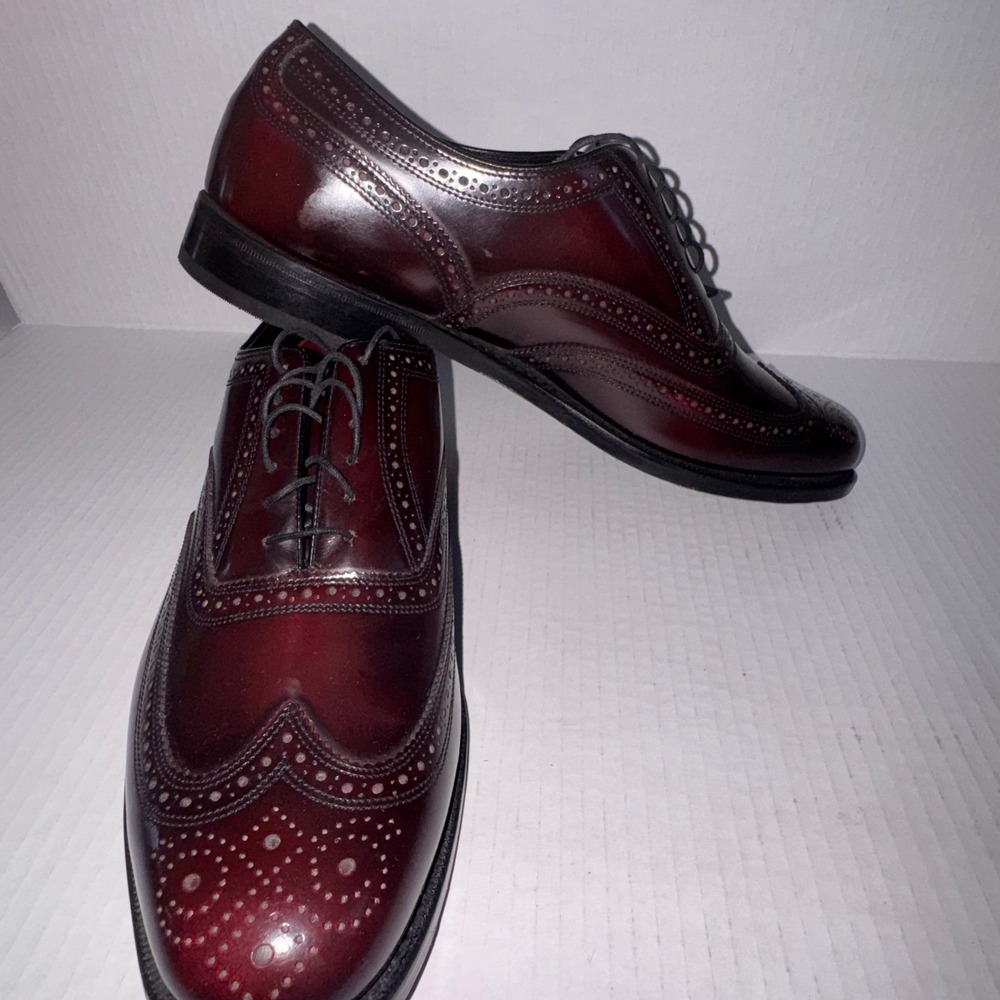 Florsheim Wingtip Oxford Dress Shoes Mens 10.5 D Burgundy Leather Brogue 30300
